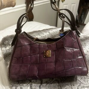 Dooney & Bourke Plum Croc-Embossed Shoulder Bag and Matching Wallet